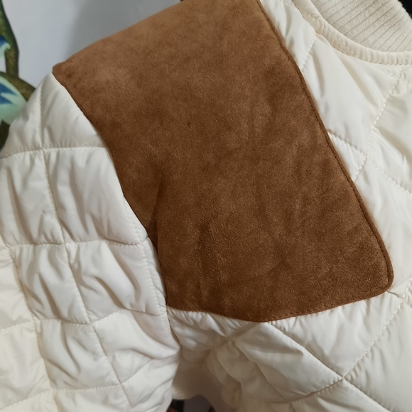 [Ralph Lauren] White quilted puffer jacket with suede. - Picture 5 of 11